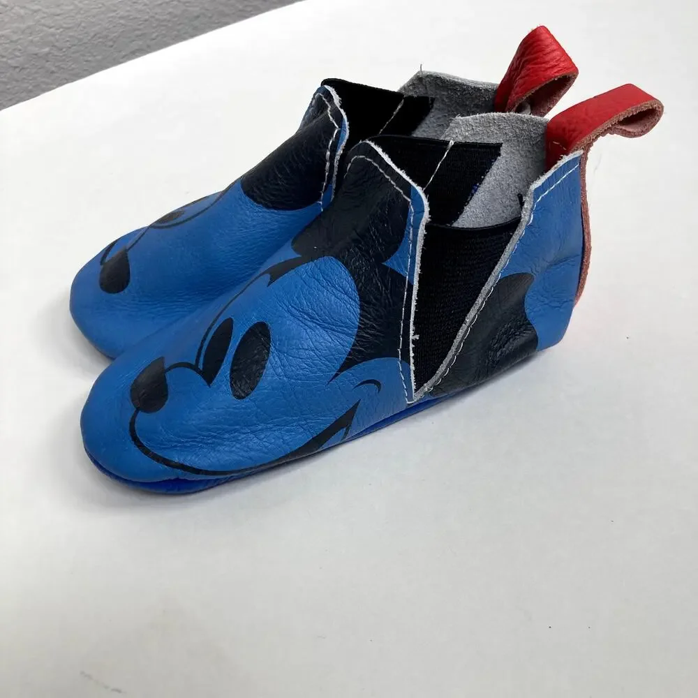 Disney x Freshly Picked Mickey Mouse Chelsea Boot Soft Sole Baby Shoe - Blue - 6